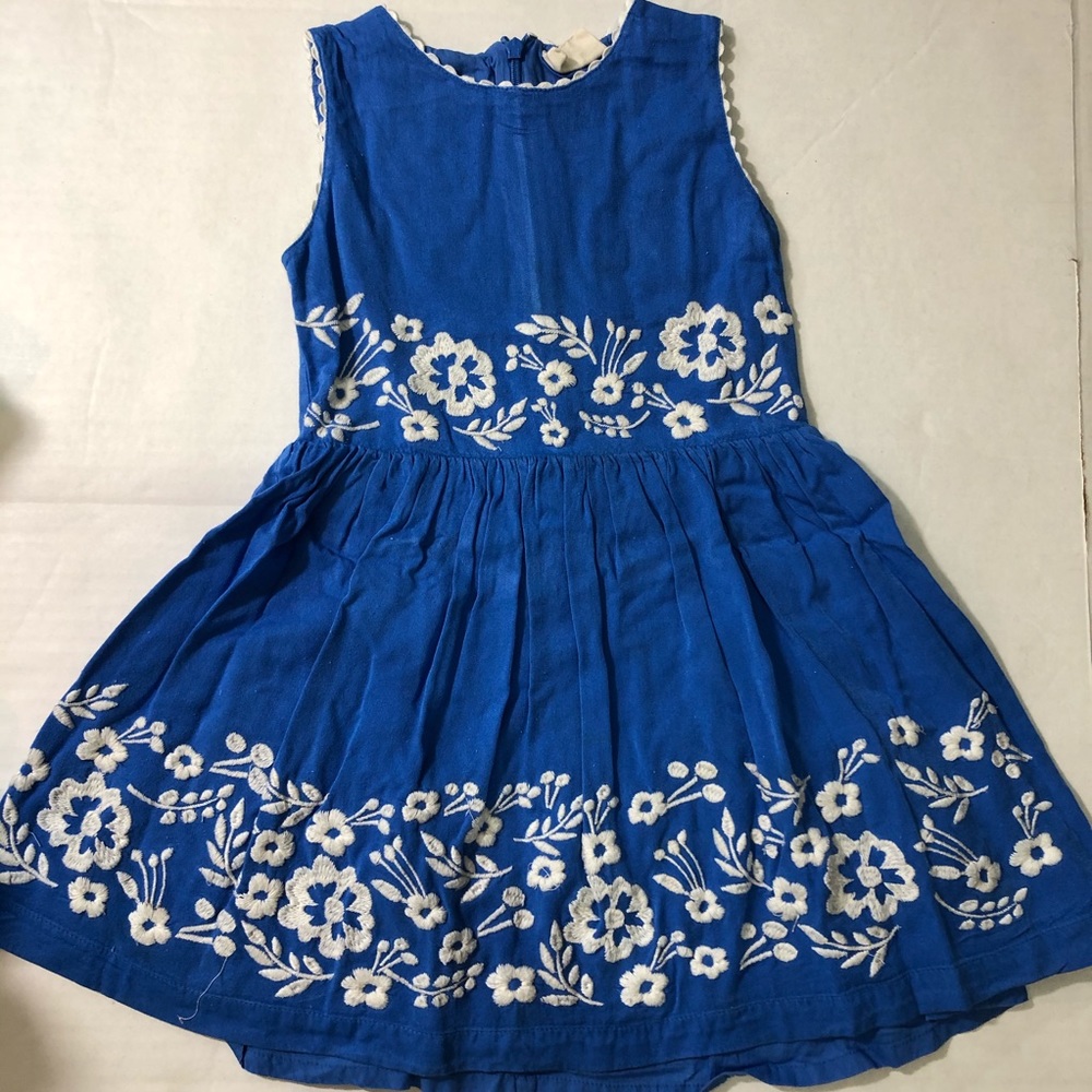 Mini Boden blue embroidered dress